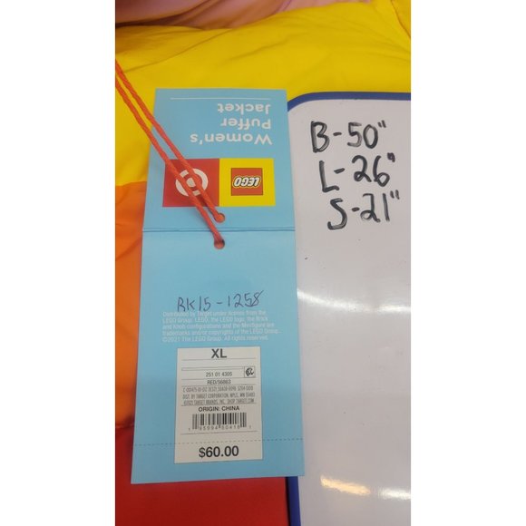 Lego Collection X Target Woman's Color Block Puffer Red Orange Pink Jacket Vest - Picture 7 of 8